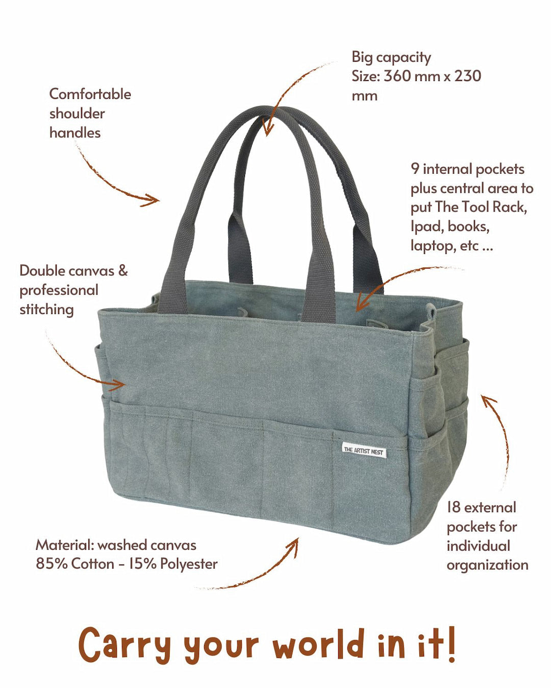 Eucalypt - Green Pottery Tool Bag