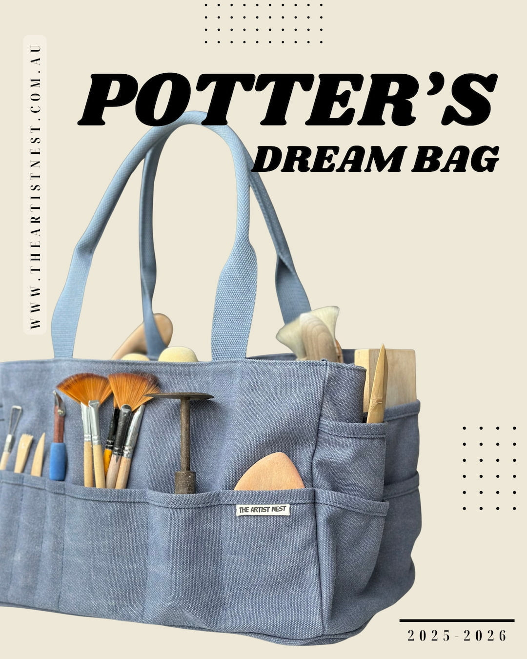 新品未使用 Pottery Bag   BLUE The Pass Blue Pottery Tool Bag | Multi Pocket Canvas Bag Australia