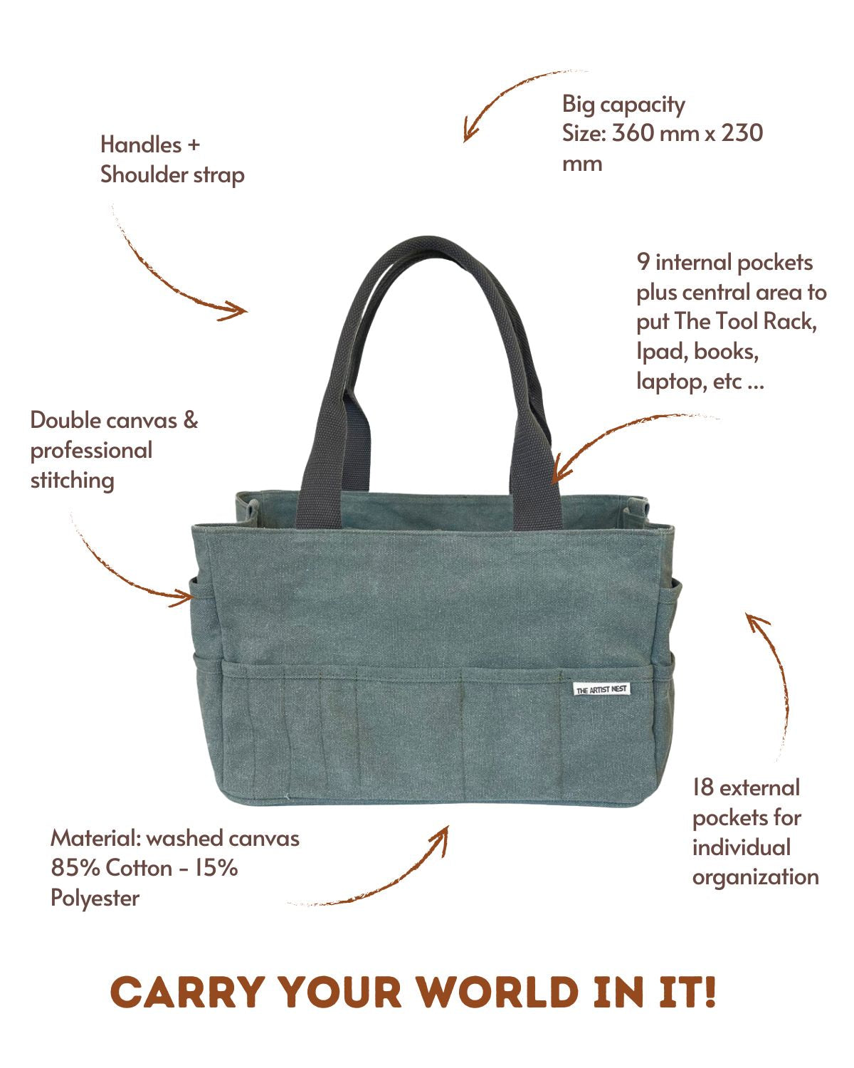 Eucalypt - Green Pottery Tool Bag