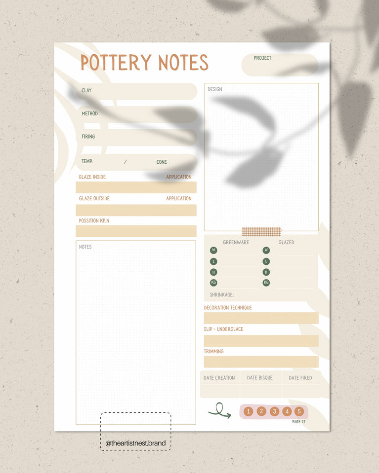 Pottery Notes Template - Digital Download – The Artist Nest