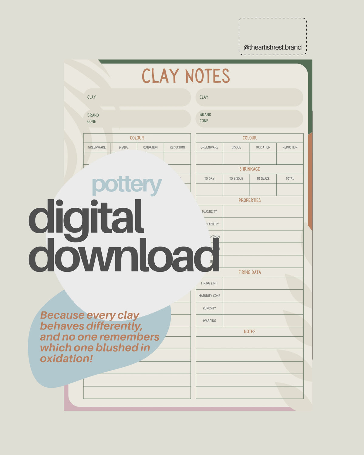 Clay Notes Template - Digital Download – The Artist Nest