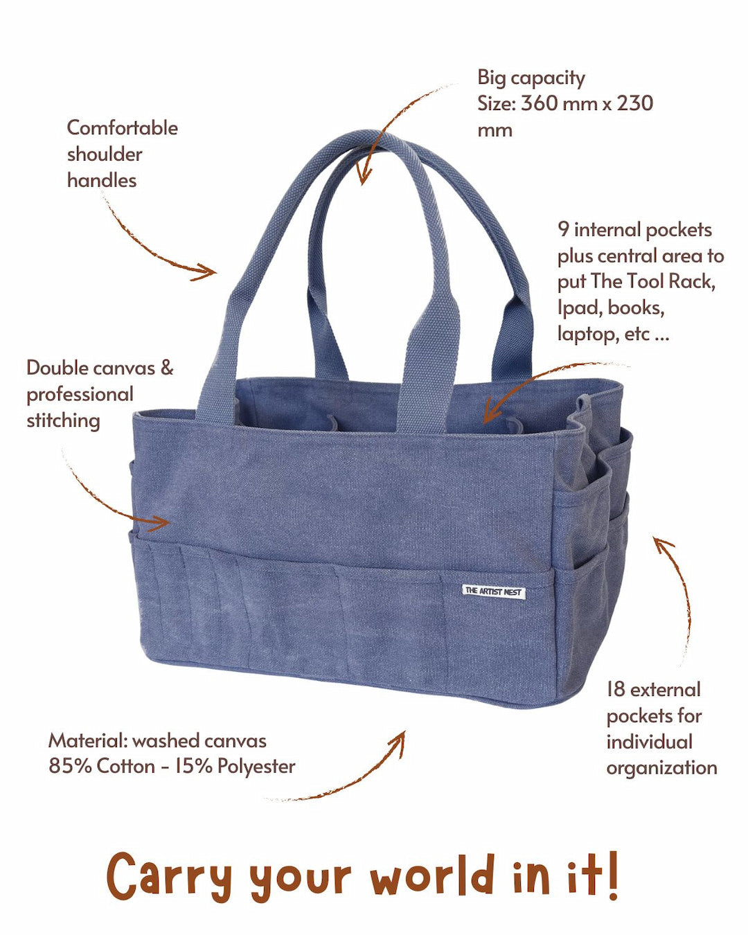新品未使用 Pottery Bag   BLUE The Pass Blue Pottery Tool Bag | Multi Pocket Canvas Bag Australia