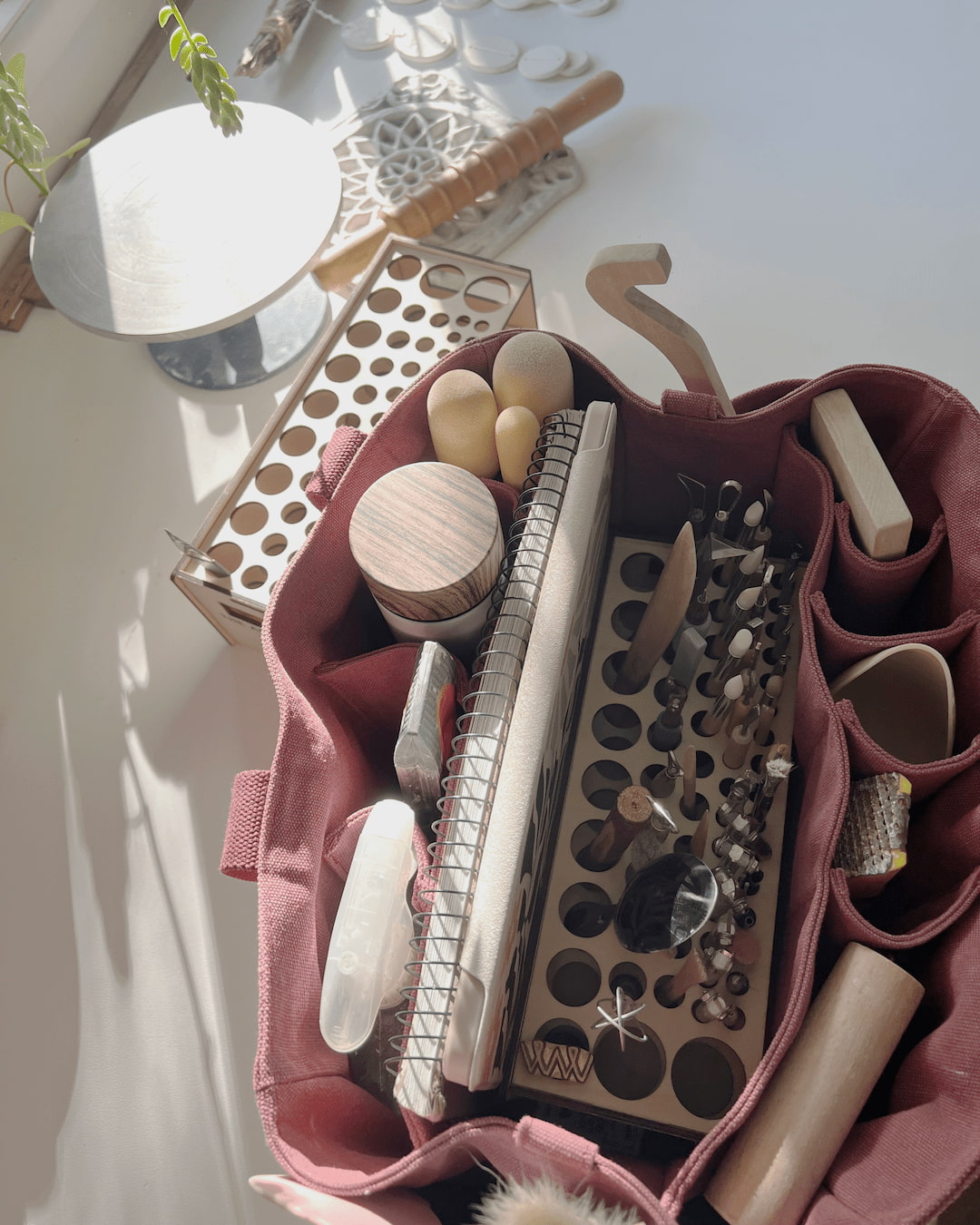 Waratah Red Pottery Tool Bag | Multi Pocket Canvas Bag Australia
